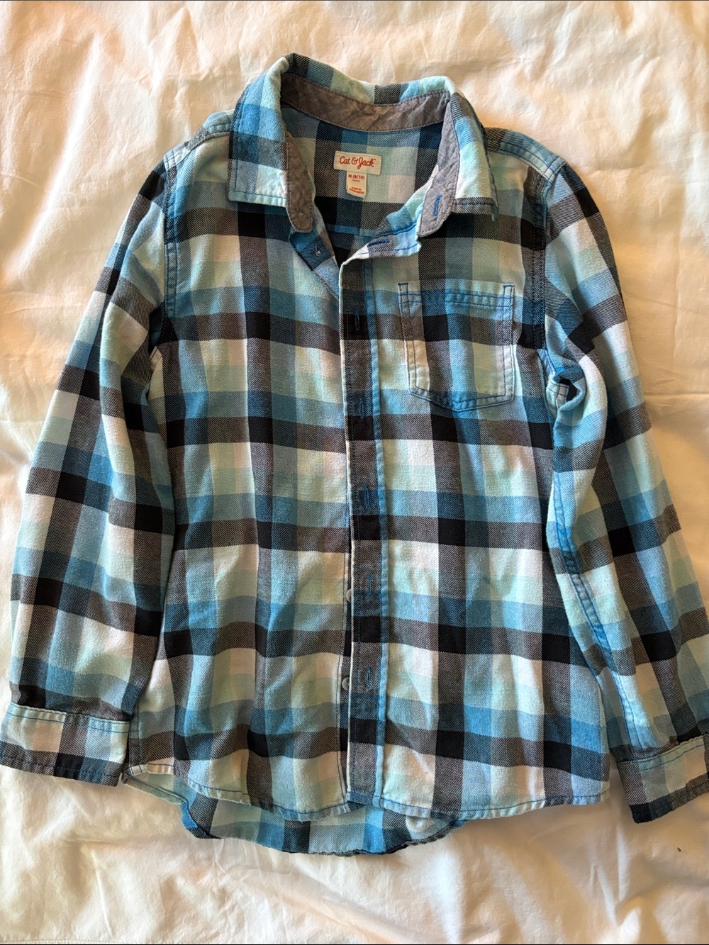 Cat & Jack Blue and Black Plaid Button-Down Shirt
